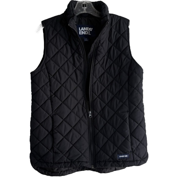 LANDS’ END Quilted Vest in Classic Black Size Small — Small unnoticeable flaw - Picture 1 of 7